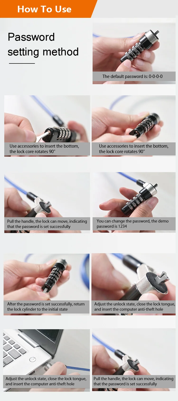 Master Key System Ultrathin Anti-Theft Laptop Lock with Password Unlock ...