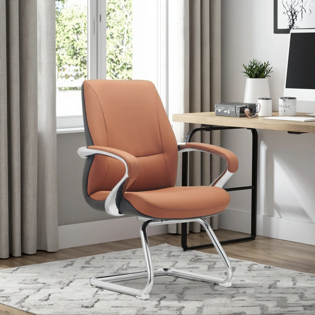Modern Ergonomic Leather Executive Computer Chair with Adjustable Height and Back Support 3