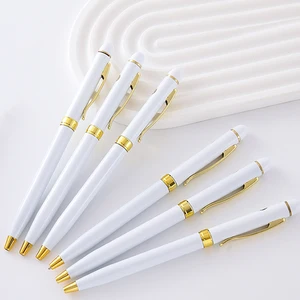 Hot Selling High Quality Slim White Metal Ball Pen with Custom Logo  Promotion Hotel Gift White Twist Metal Ballpoint Pen