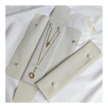 22*6.5cm Custom logo Suede Necklace Tray Storage Jewelry Tray Display Necklace Pouch Packaging Bag Microfiber Jewelry Pouches