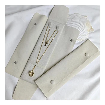 22*6.5cm Custom logo suede necklace tray storage jewelry tray display Necklace Pouch Packaging Bag Microfiber Jewelry Pouches