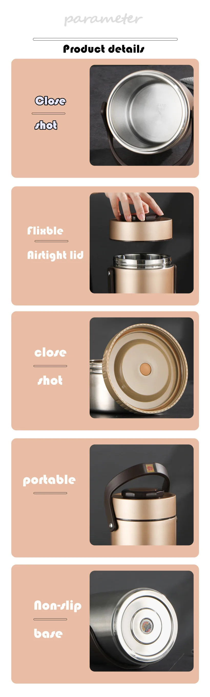 Premium Stainless Steel Vacuum Food Container Insulated Food Flask