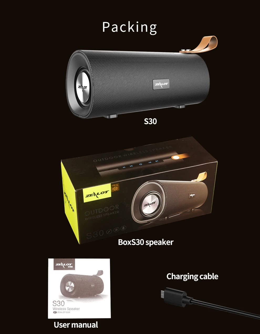 New S30 Waterproof Portable Wireless Speaker Wireless Outdoor Speaker with Hand Rope - ANKUX.COM