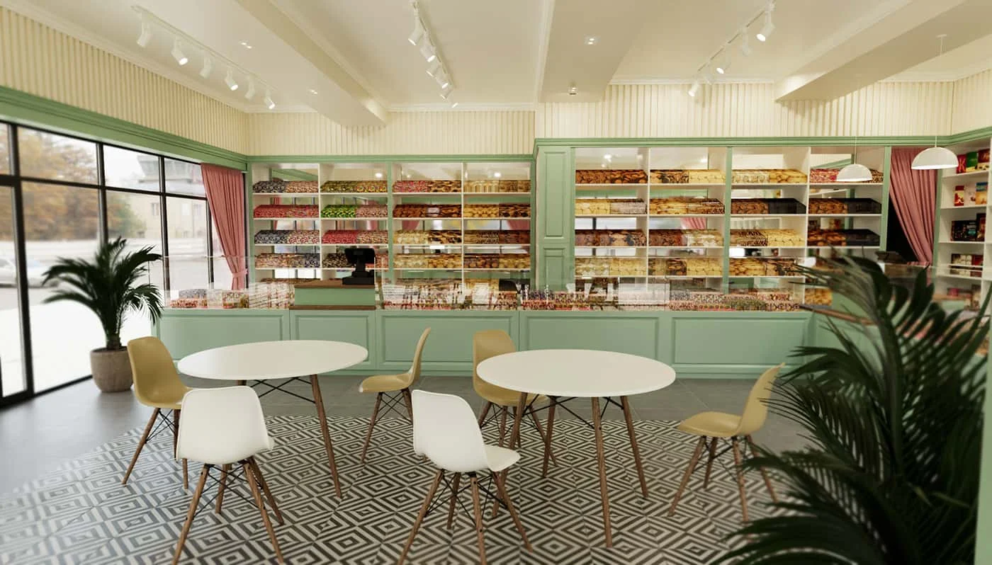 Customized Candy House Showcase Shopping Mall Sweet Glass Display ...