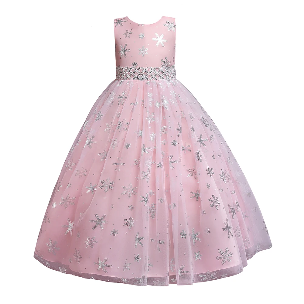 Korean Style Snowflake Pattern Princess Girls Birthday Dresses   Purple Girl Wedding Dress  Grace Birthday Dress  for 12 Years