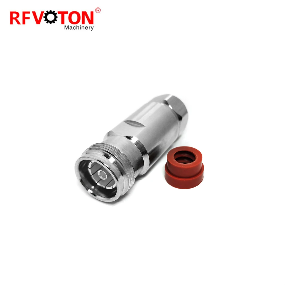 RF connector 4.3-10 type female jack straight clamp for 1-2 super flexible RF coaxial cable plug factory