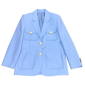 A Retro Sportswear Top with Wide-leg Pants, Lace Pockets and Silk-lined Long Spring Coat for Women