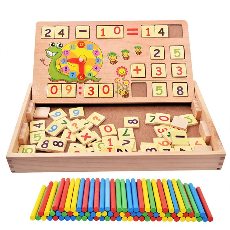 Educational Toys Math Teaching Multi-Function Montessori Material Wooden Digital Computing Box