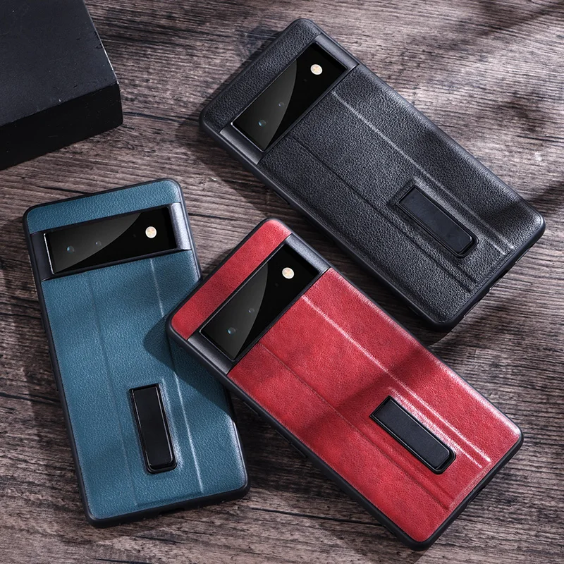 For Google Pixel 7 Pro Case Luxury Leather Texture Stand Holder Shockproof Phone Cover Case for Google Pixel 7 Pixel7 5G Capa