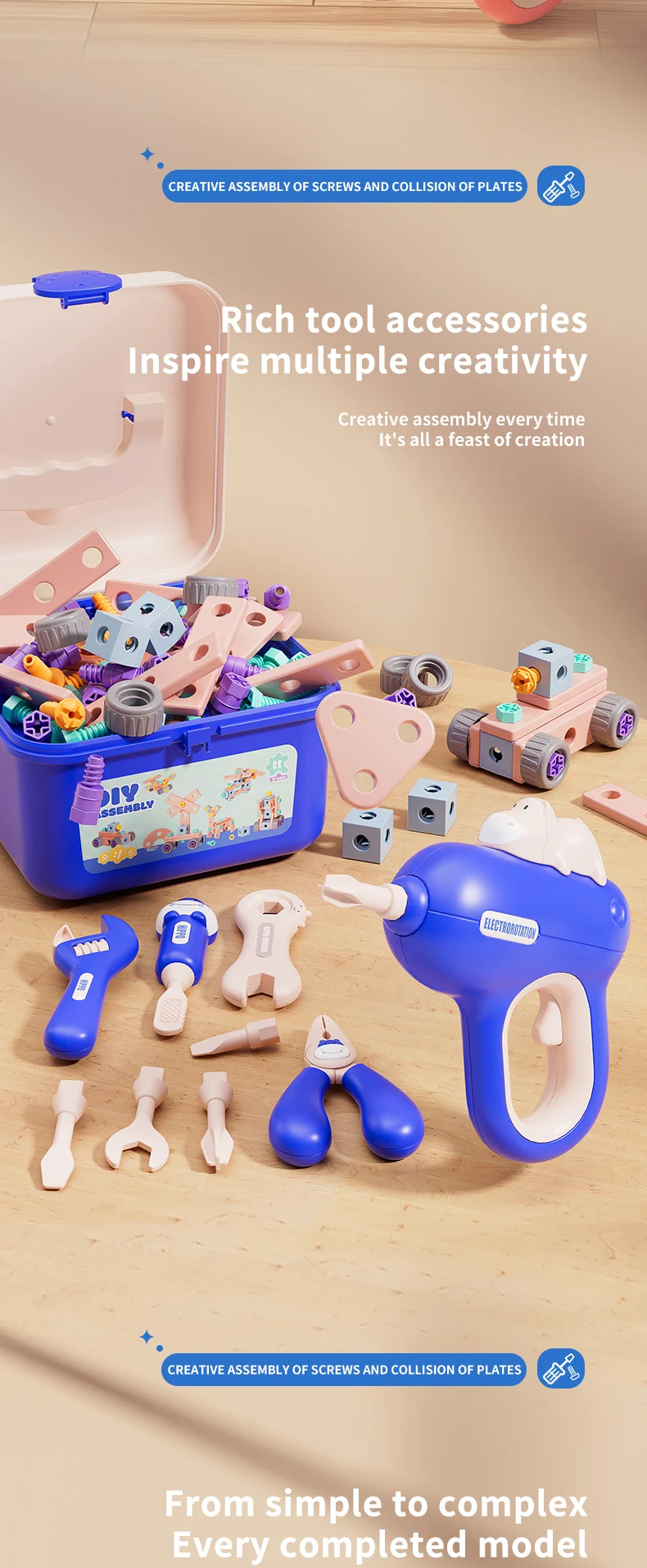 Educational Pretend Play Tool Table - Assembly Toys for Kids