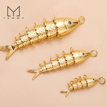 Custom Gold Charms Brass Copper Ocean Series Jewelry Making Accessory Fishtail Devil Fish Shaped Pendant For DIY