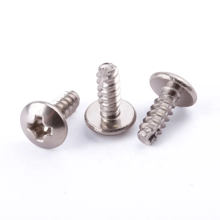 Round head phillips M2-M8 nickel plated carbon steel cut tail PT thread forming self tapping screws for plastic