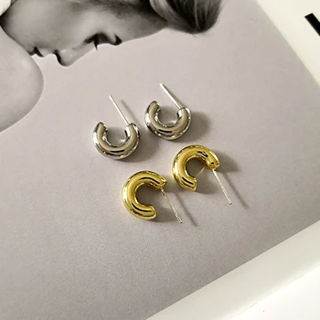 14mm Thick Mini Hoop Earrings for Women Chunky Gold Tiny Plain Hoops Little Earring Minimalist Earrings