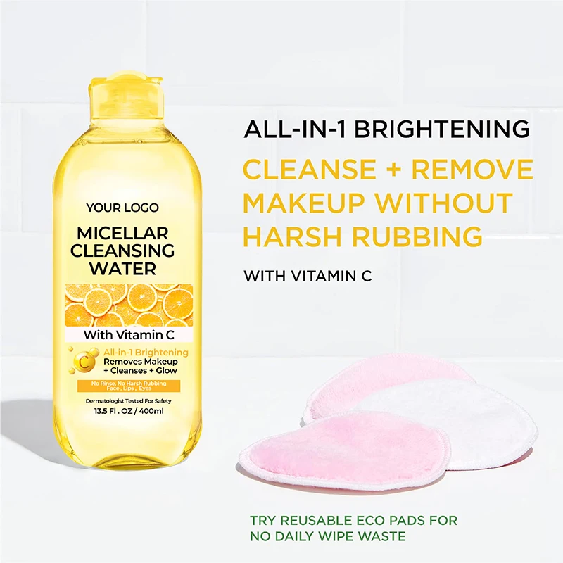 DAAO Private Label Makeup Remover Face Washing Water Deep Cleaning Vitamin C Makeup Remover Water(pic4)