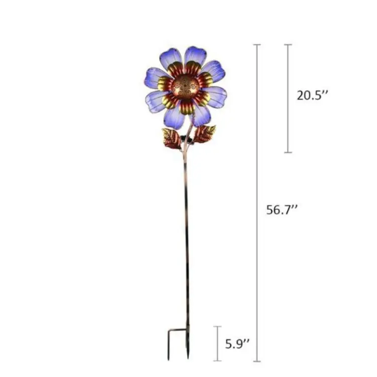  Windmill Glass  Pinwheel Stake Outdoor Metal Flower Solar Lights  Stake With Solar Light