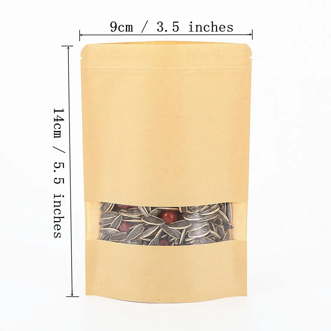 Food Grade Packaging Nuts Storage Pe Zip Kraft Paper Khaki Pouches