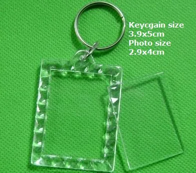 6x Blank Acrylic Keyrings 96x58mm Frame & 90x52mm Photo key ring plastic 09005 