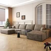 Left facing chaise+3Seaters+1Ottoman(Camel)
