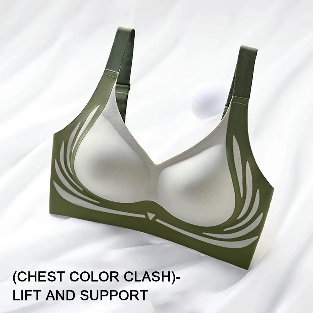 HKRXEC Seamless V-Neck Contrast-Trim Everyday Support Bra