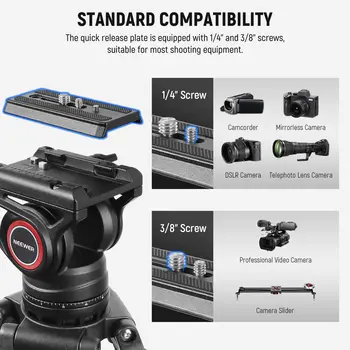 NEEWER 74" Pro Video Tripod Heavy Duty Camera Tripod With Telescopic Handle Scaled Base product image