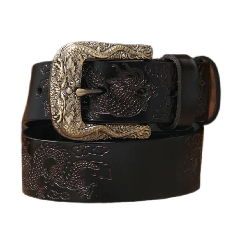 Leather Embossing Belts  Leather Pin Buckle - Male Genuine