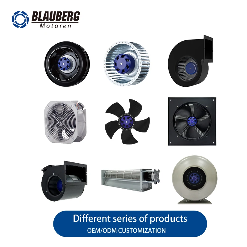 Blauberg Customizable AC Radial Backward Curved Squirrel Cage Fans Hydraulic Reversing Centrifugal Separator Plastic Impeller