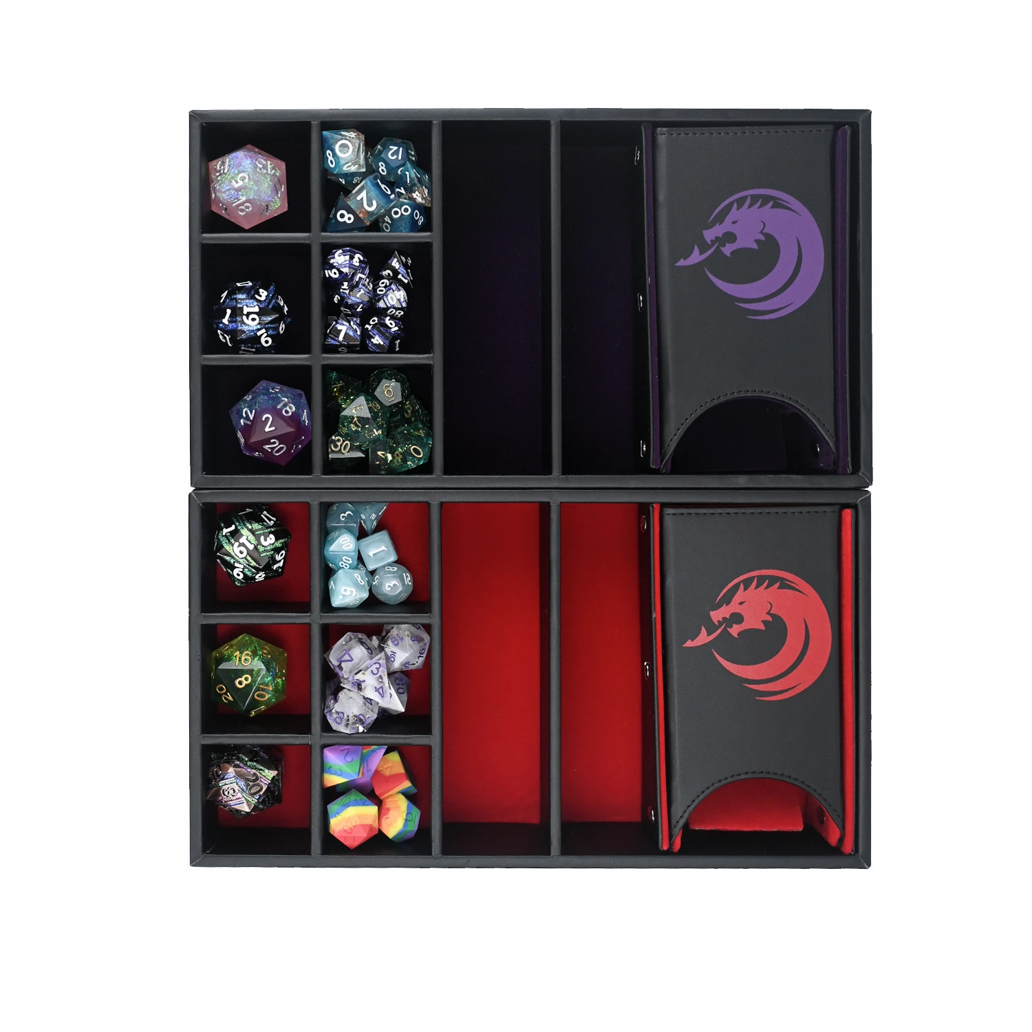 Изготовленный на заказ кожаный лоток для кубиков и съемная башня 3 в 1 хранения ролевых игр