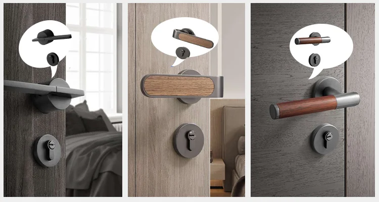 HS Wholesale Zinc Alloy Split Body Handles And Door Handle Lock Set For Interior Doors