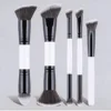 5 brochas de maquillaje de doble cabezal - blancas