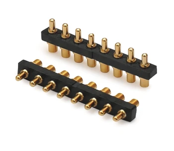 2.54mm pogo pin spring 8pin 1.5mm smt type gold plated Brass pogo connector