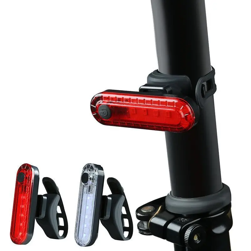 Rear Bike Tail Light USB Rechargeable Red Ultra Bright Taillights Fit On Any Bicycle Cycling Safety