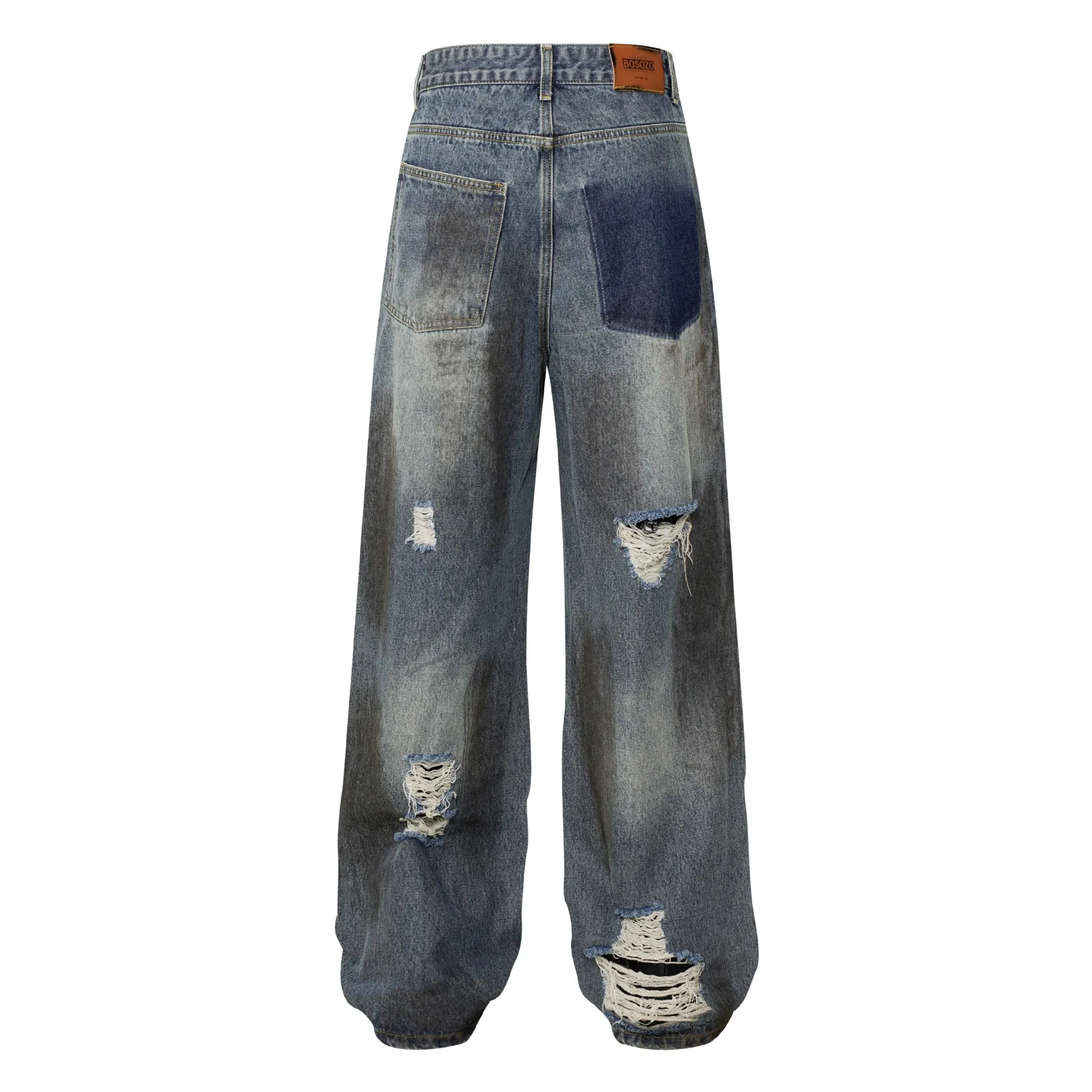 Retro High Street Ripped Custom Dirty Graffiti Paint Wide