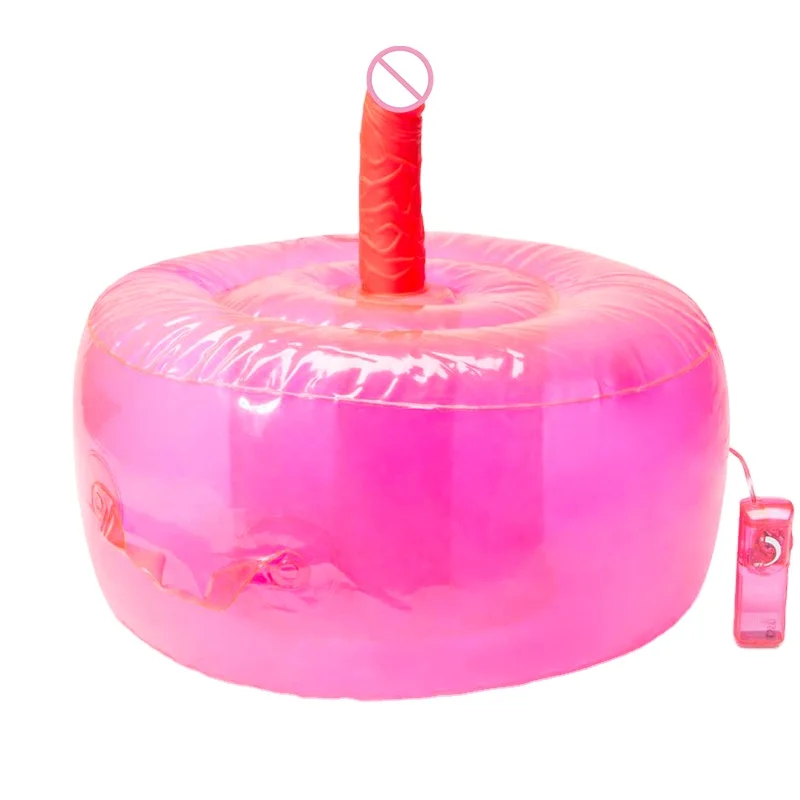 Eco-friendly PVC pink Inflatable Vibrating Dildo Chair Funny Women Electric  Vibrator Sex Cushion Seat Stool