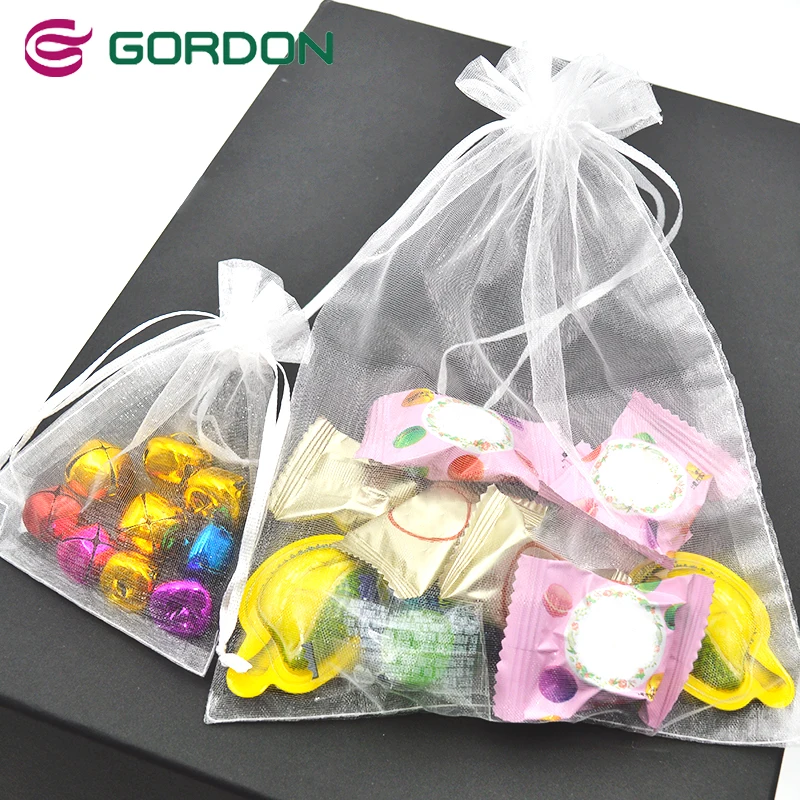 Gordon Ribbons White Custom 5x7 Cm Organza Bags Custom Printed Logo