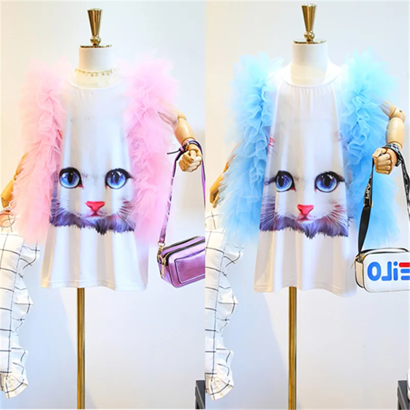 Распродажа от производителя шифоновые платья принцессы без рукавов с мультяшным котом для девочек оптовая продажа