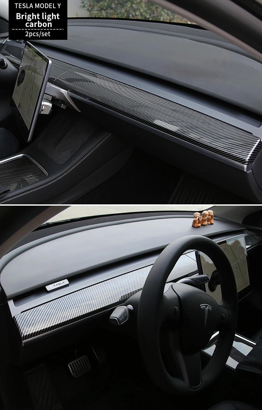 Alcantara Dashboard & Door Trim Covers For Tesla Model 3 / Model Y - Interior Wrap & Armrest Protector