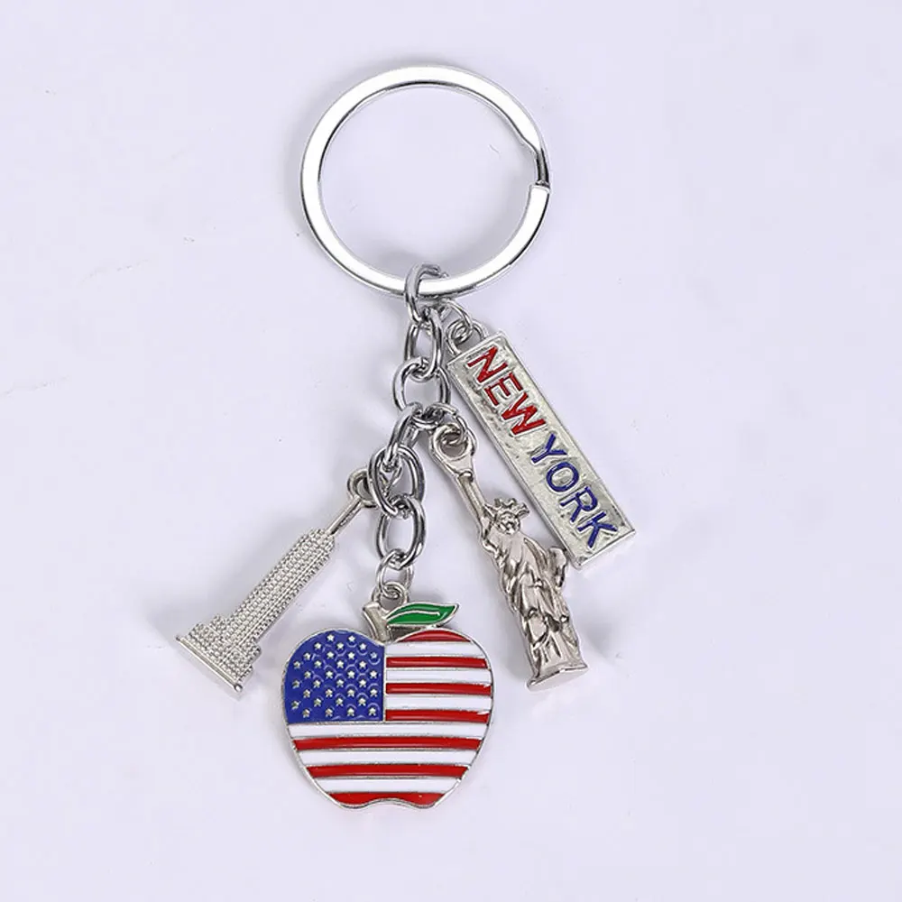 Factory Custom Design New York Statue of Liberty France Madrid Spain Rome Italy City Travel Souvenir Keychain Metal Key Chains