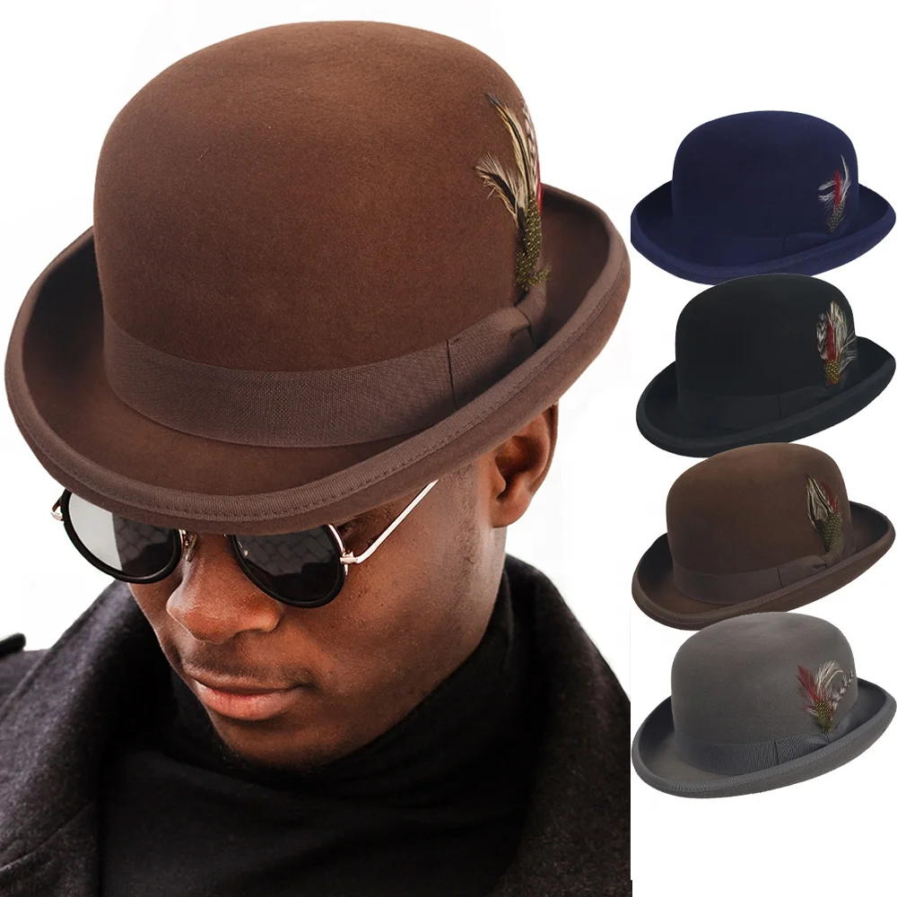 Wool Felt Fedora Hat with Feather, Tea Party Church Derby Cap, Fitted Fedora Feathers Hats Kentucky Derby Hat Flounce Cocktail Tea  main image 2