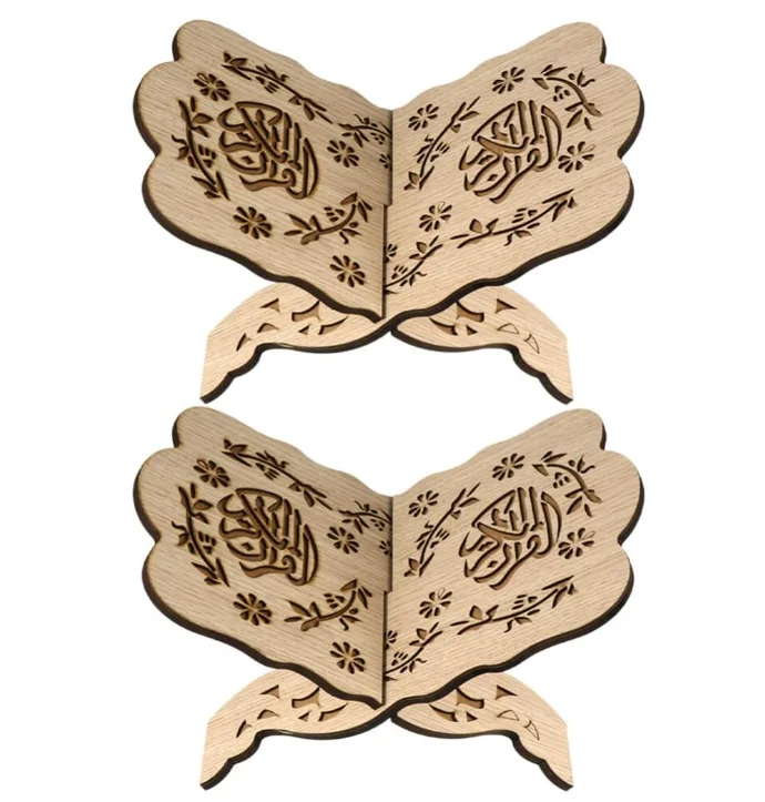 Amosfun Support Livre En Bois Avec Motif Ajouré, Porte Coran Pliant Pour Lecture Et Affichage, Accessoire DéCoratif Pour Maison