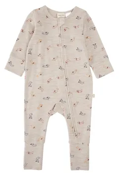 Baby Merin Wool Allover Print Growsuit Merino Wool Stripped Romper