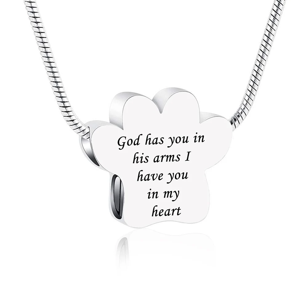 Cremation jewelry cat paw stainless steel urn necklace to commemorate pets / relatives seven styles of optional aluminum urns