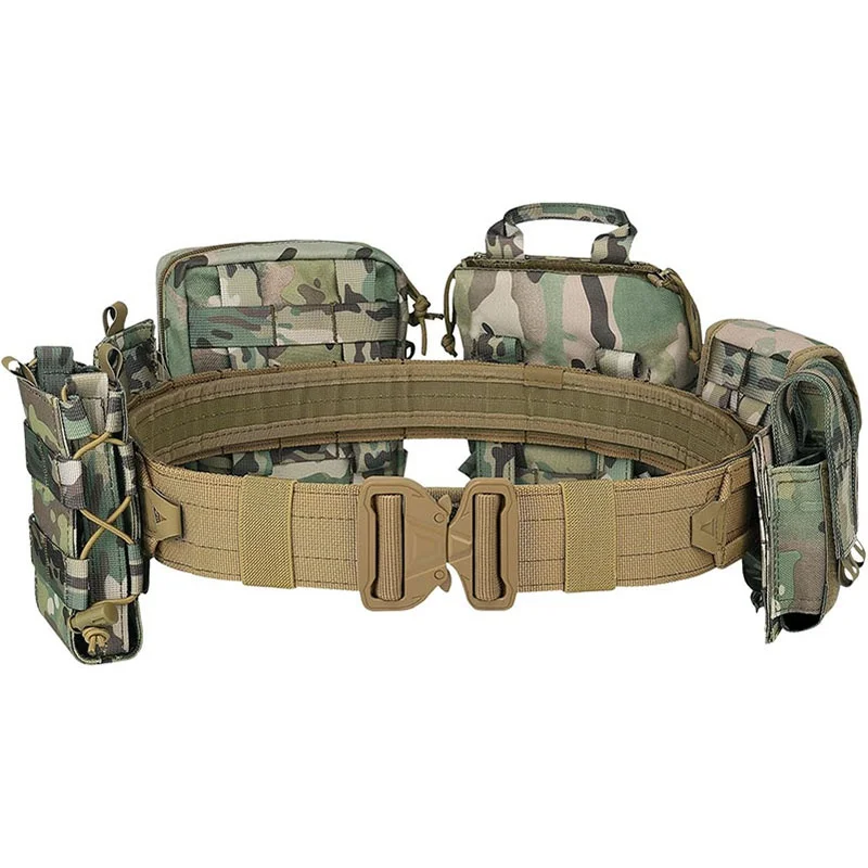 Wholesale Multifunctional Sport Enthusiasts Tactical Belt Fashionable Wear-resistant Duty Belt Quick-Release with Pouches