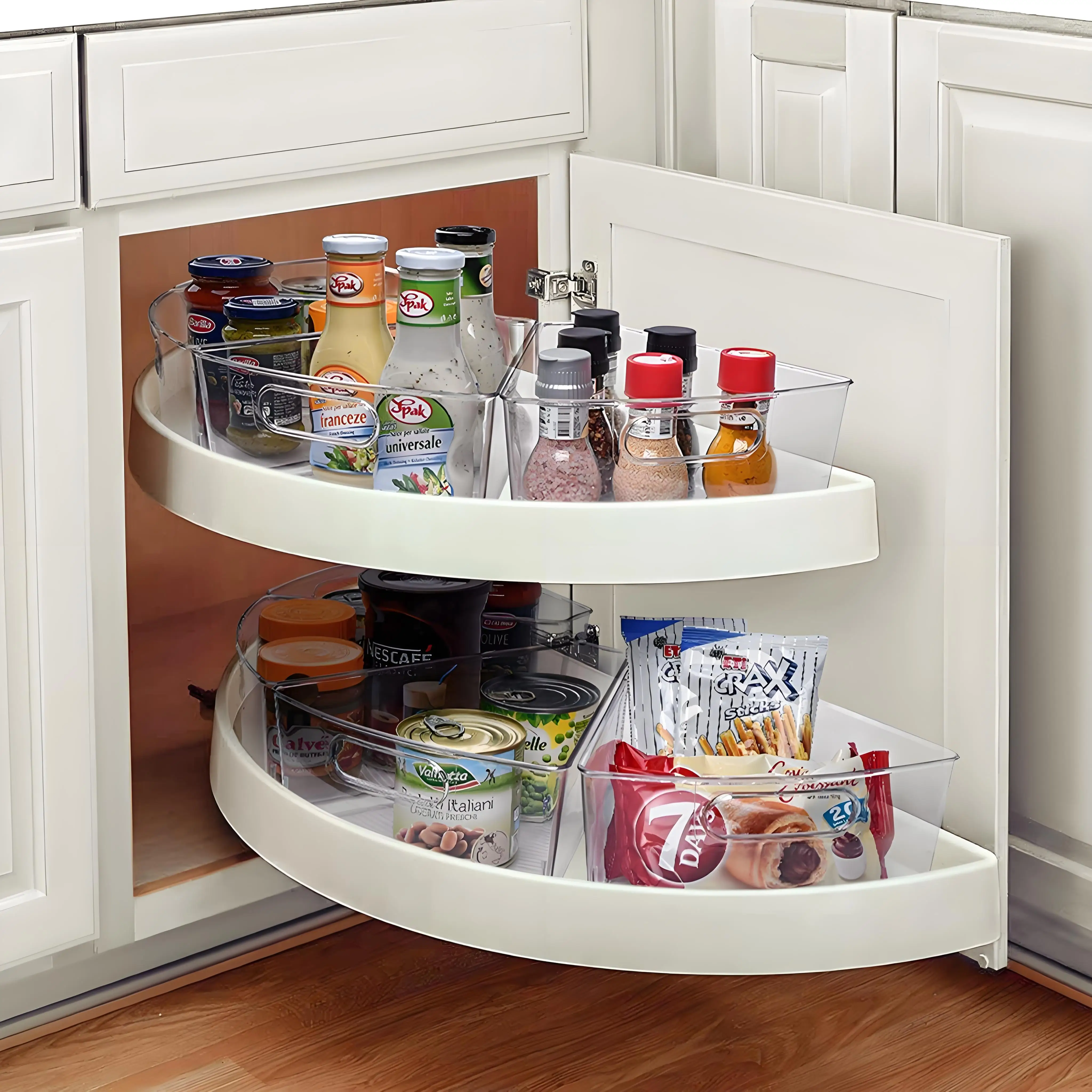 Choice Fun New Clear PET Triangle Storage Box for Kitchen Refrigerator Arc-Shaped Organizer with Handle