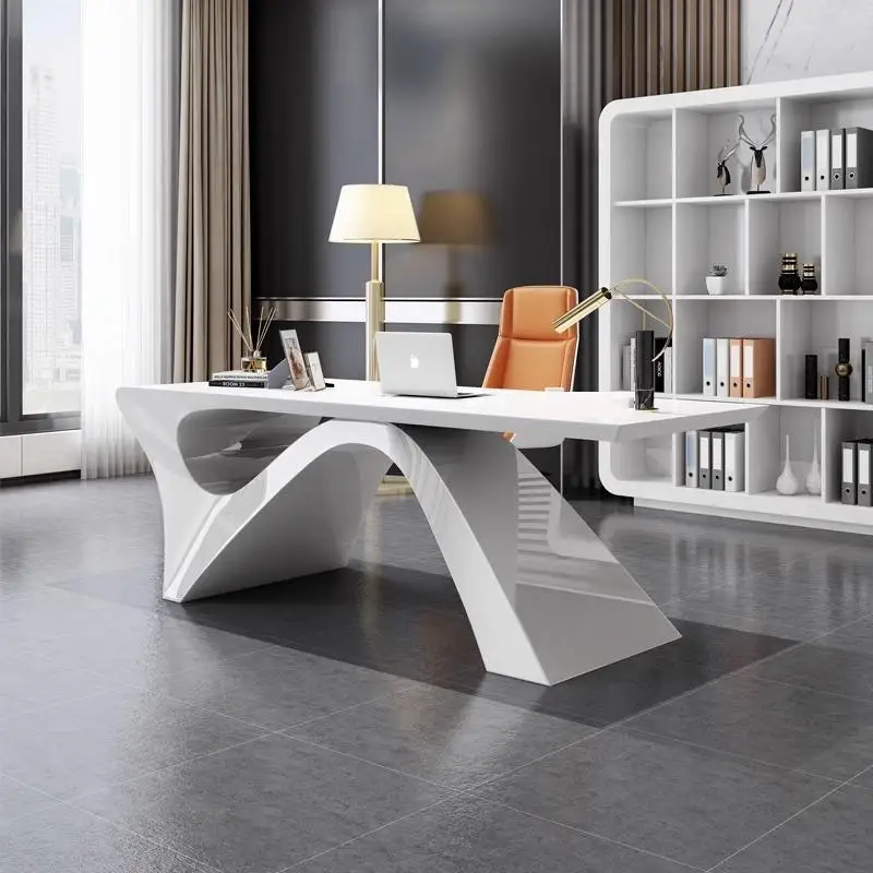 Modern boss Lady Elegant White Office Desk Computer Counter l Shape Table Ceo Manager Working Office Furniture