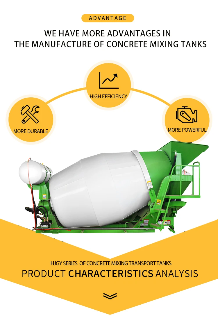 4 Cubic Yards Concrete Cement Mixer Tank Machine Hydraulic Cylinder