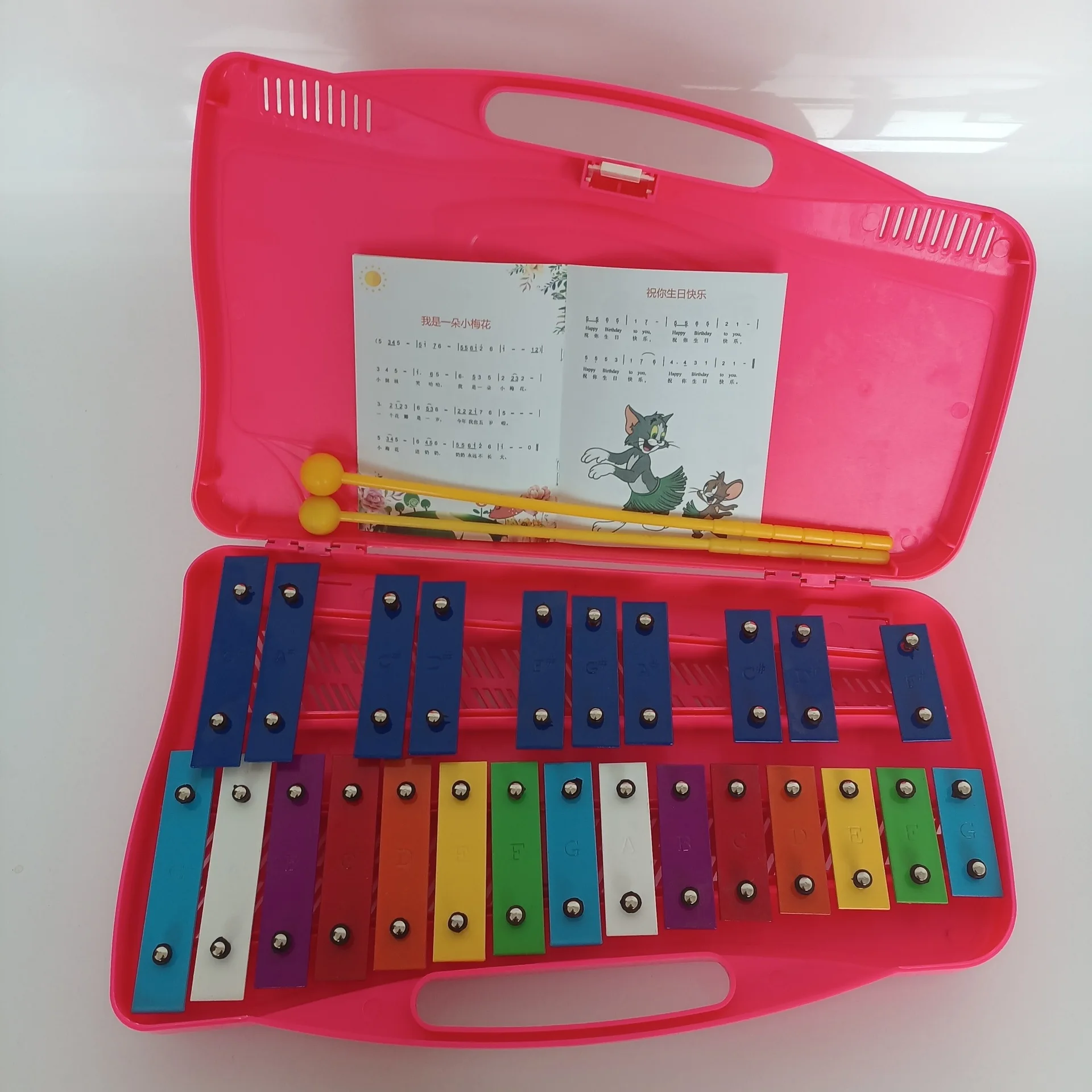 25 Key Xylophone Colorful Toys Metal Xylophone Musical Instruments For