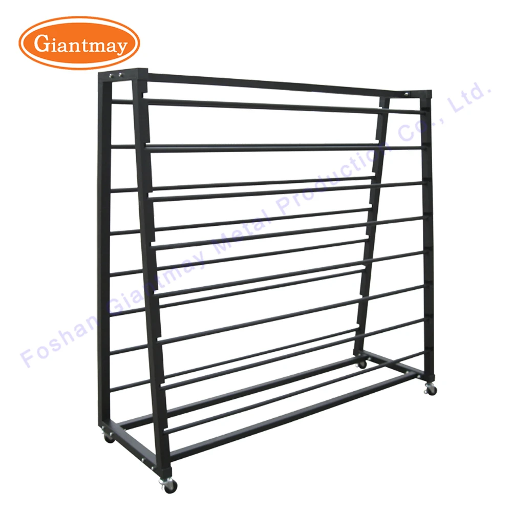 Professional Design Custom Removable Double Sides 16 Rolls Fabric Display Rack Holder for Cloth Art Market