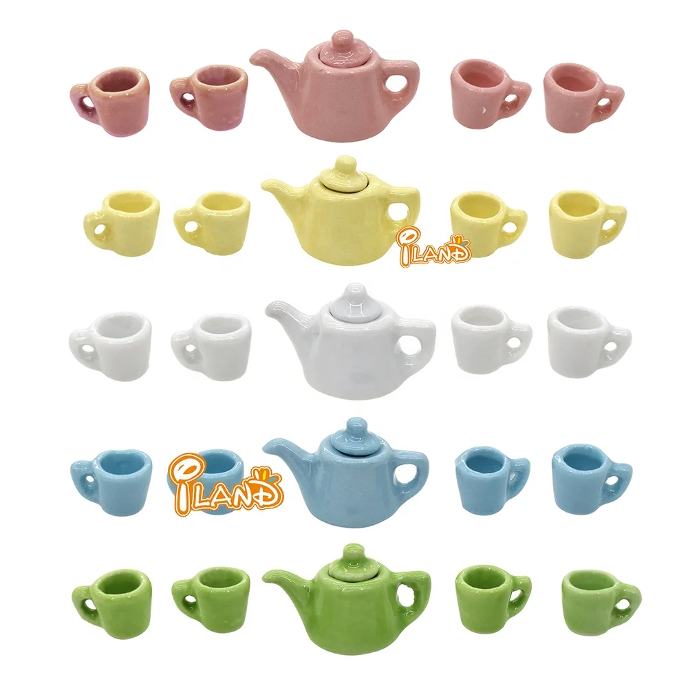 Набор фарфоровый для кукольного домика iland 1/12, миниатюрная посуда для гостиной, столовой, Садового Стола, аксессуары для кукольного домика, 5 шт.