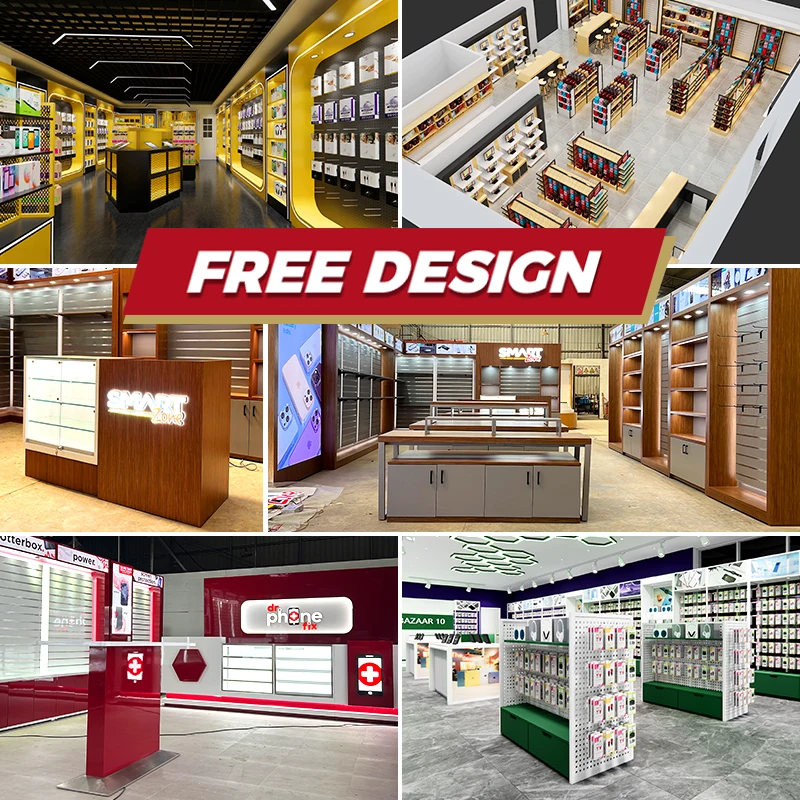Newest Cell Phone Store Fixture Display Cabinet Shop Interior Design for Mobile Phone Accessories