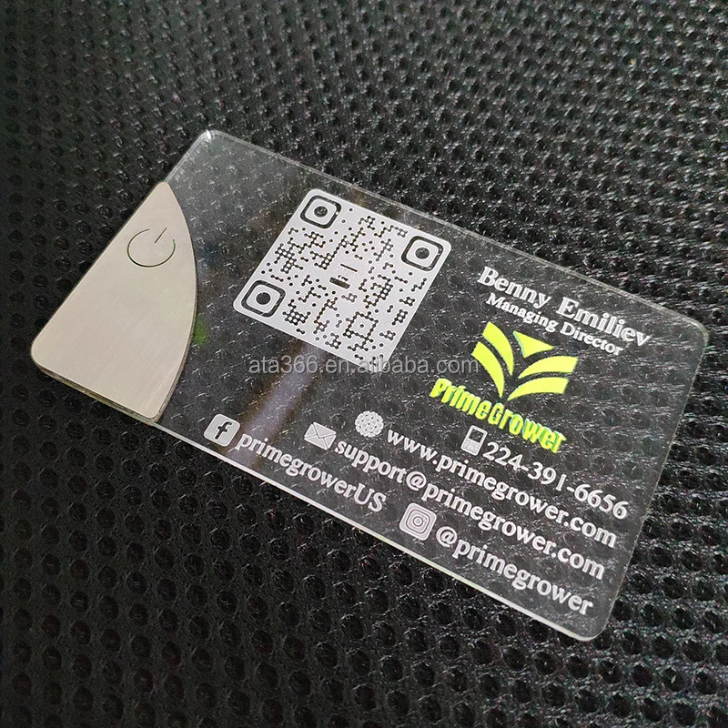 7 NEW Luxury Colorful Printing LED Credit Card Business Card Acrylic Light up Business Design Logo LED Business Card